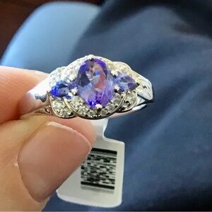 JTV Mixed Shape Tanzanite 1.01ctw 925 Silver ring